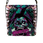 Anarchy Skull And Birds Flap Closure Messenger Bag (L)