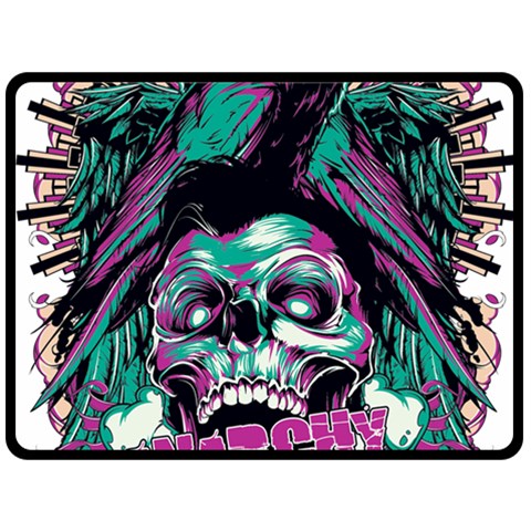 Anarchy Skull And Birds Two Sides Fleece Blanket (Large) from ArtsNow.com 80 x60  Blanket Front