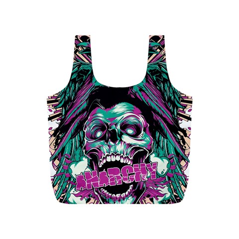 Anarchy Skull And Birds Full Print Recycle Bag (S) from ArtsNow.com Front