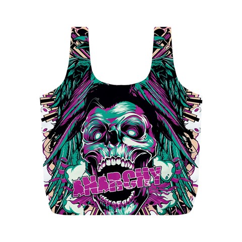 Anarchy Skull And Birds Full Print Recycle Bag (M) from ArtsNow.com Front