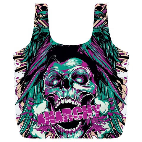 Anarchy Skull And Birds Full Print Recycle Bag (XL) from ArtsNow.com Front