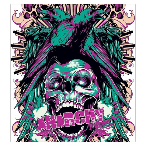 Anarchy Skull And Birds Drawstring Pouch (Large) from ArtsNow.com Front
