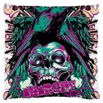 Anarchy Skull And Birds Large Premium Plush Fleece Cushion Case (Two Sides)