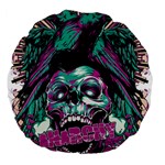 Anarchy Skull And Birds Large 18  Premium Flano Round Cushions