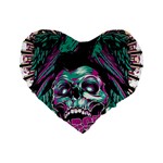 Anarchy Skull And Birds Standard 16  Premium Flano Heart Shape Cushions