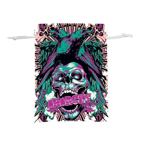 Anarchy Skull And Birds Lightweight Drawstring Pouch (L) from ArtsNow.com Front