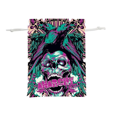 Anarchy Skull And Birds Lightweight Drawstring Pouch (L) from ArtsNow.com Back