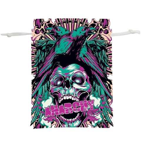 Anarchy Skull And Birds Lightweight Drawstring Pouch (XL) from ArtsNow.com Back