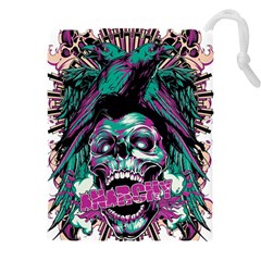Anarchy Skull And Birds Drawstring Pouch (4XL) from ArtsNow.com Front
