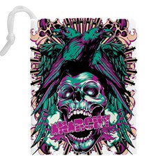 Anarchy Skull And Birds Drawstring Pouch (4XL) from ArtsNow.com Back