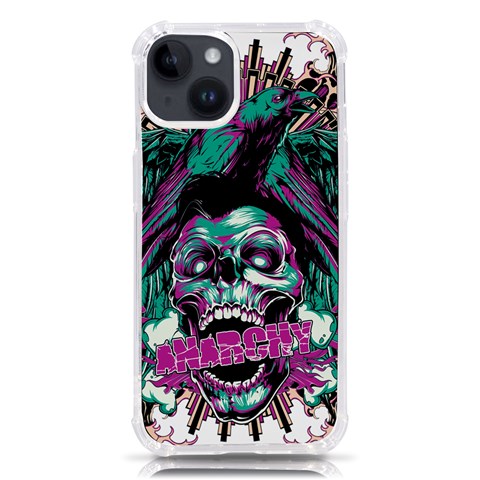 Anarchy Skull And Birds iPhone 14 TPU UV Print Case from ArtsNow.com Front