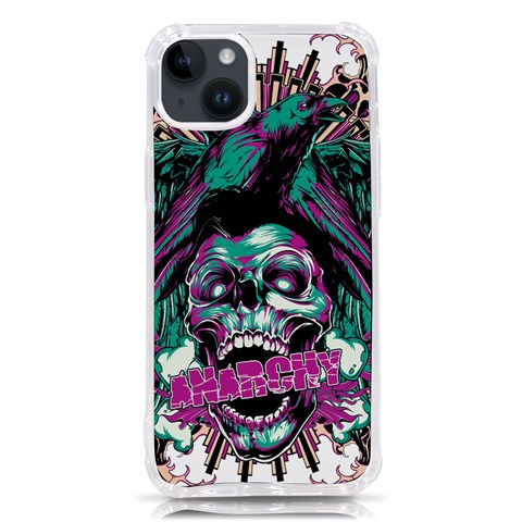 Anarchy Skull And Birds iPhone 14 Plus TPU UV Print Case from ArtsNow.com Front