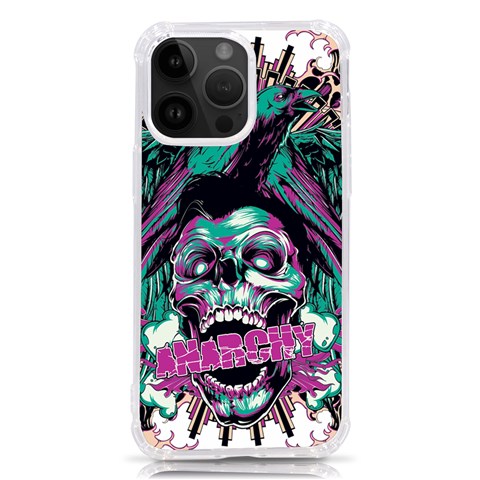 Anarchy Skull And Birds iPhone 14 Pro Max TPU UV Print Case from ArtsNow.com Front