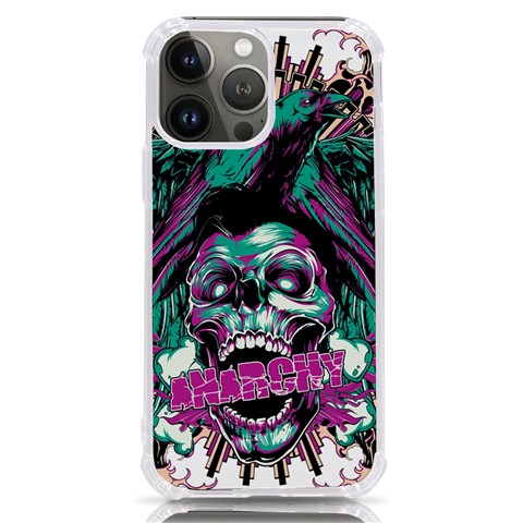 Anarchy Skull And Birds iPhone 13 Pro Max TPU UV Print Case from ArtsNow.com Front