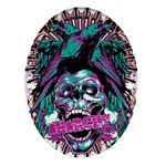 Anarchy Skull And Birds Oval Glass Fridge Magnet (4 pack)