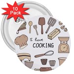 I Love Cooking Baking Utensils Knife 3  Buttons (10 pack) 