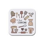 I Love Cooking Baking Utensils Knife Rubber Square Coaster (4 pack)