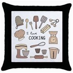 I Love Cooking Baking Utensils Knife Throw Pillow Case (Black)