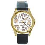 I Love Cooking Baking Utensils Knife Round Gold Metal Watch