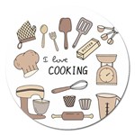 I Love Cooking Baking Utensils Knife Magnet 5  (Round)