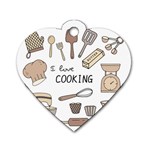 I Love Cooking Baking Utensils Knife Dog Tag Heart (One Side)