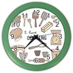 I Love Cooking Baking Utensils Knife Color Wall Clock