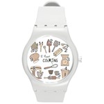 I Love Cooking Baking Utensils Knife Round Plastic Sport Watch (M)
