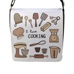 I Love Cooking Baking Utensils Knife Flap Closure Messenger Bag (L)