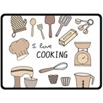 I Love Cooking Baking Utensils Knife Two Sides Fleece Blanket (Large)