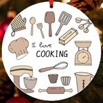 I Love Cooking Baking Utensils Knife UV Print Acrylic Ornament Round