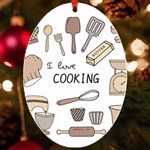 I Love Cooking Baking Utensils Knife UV Print Acrylic Ornament Oval