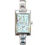 Drinks Cocktails Doodle Coffee Rectangle Italian Charm Watch