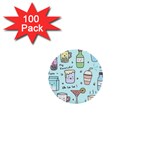 Drinks Cocktails Doodle Coffee 1  Mini Buttons (100 pack) 