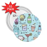 Drinks Cocktails Doodle Coffee 2.25  Buttons (10 pack) 