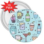 Drinks Cocktails Doodle Coffee 3  Buttons (10 pack) 
