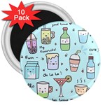 Drinks Cocktails Doodle Coffee 3  Magnets (10 pack) 