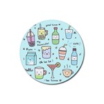 Drinks Cocktails Doodle Coffee Rubber Coaster (Round)