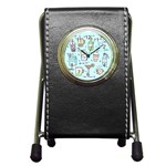 Drinks Cocktails Doodle Coffee Pen Holder Desk Clock