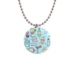 Drinks Cocktails Doodle Coffee 1  Button Necklace