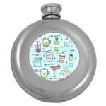 Drinks Cocktails Doodle Coffee Round Hip Flask (5 oz)