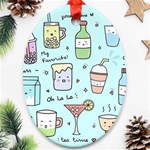 Drinks Cocktails Doodle Coffee Oval Ornament (Two Sides)