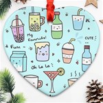 Drinks Cocktails Doodle Coffee Heart Ornament (Two Sides)