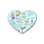 Drinks Cocktails Doodle Coffee Rubber Coaster (Heart)