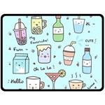 Drinks Cocktails Doodle Coffee Fleece Blanket (Large)