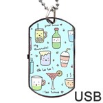 Drinks Cocktails Doodle Coffee Dog Tag USB Flash (One Side)