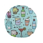 Drinks Cocktails Doodle Coffee Standard 15  Premium Round Cushions