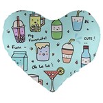 Drinks Cocktails Doodle Coffee Large 19  Premium Heart Shape Cushions
