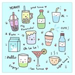 Drinks Cocktails Doodle Coffee Square Satin Scarf (36  x 36 )
