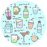 Drinks Cocktails Doodle Coffee Wooden Bottle Opener (Round)