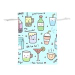 Drinks Cocktails Doodle Coffee Lightweight Drawstring Pouch (L)